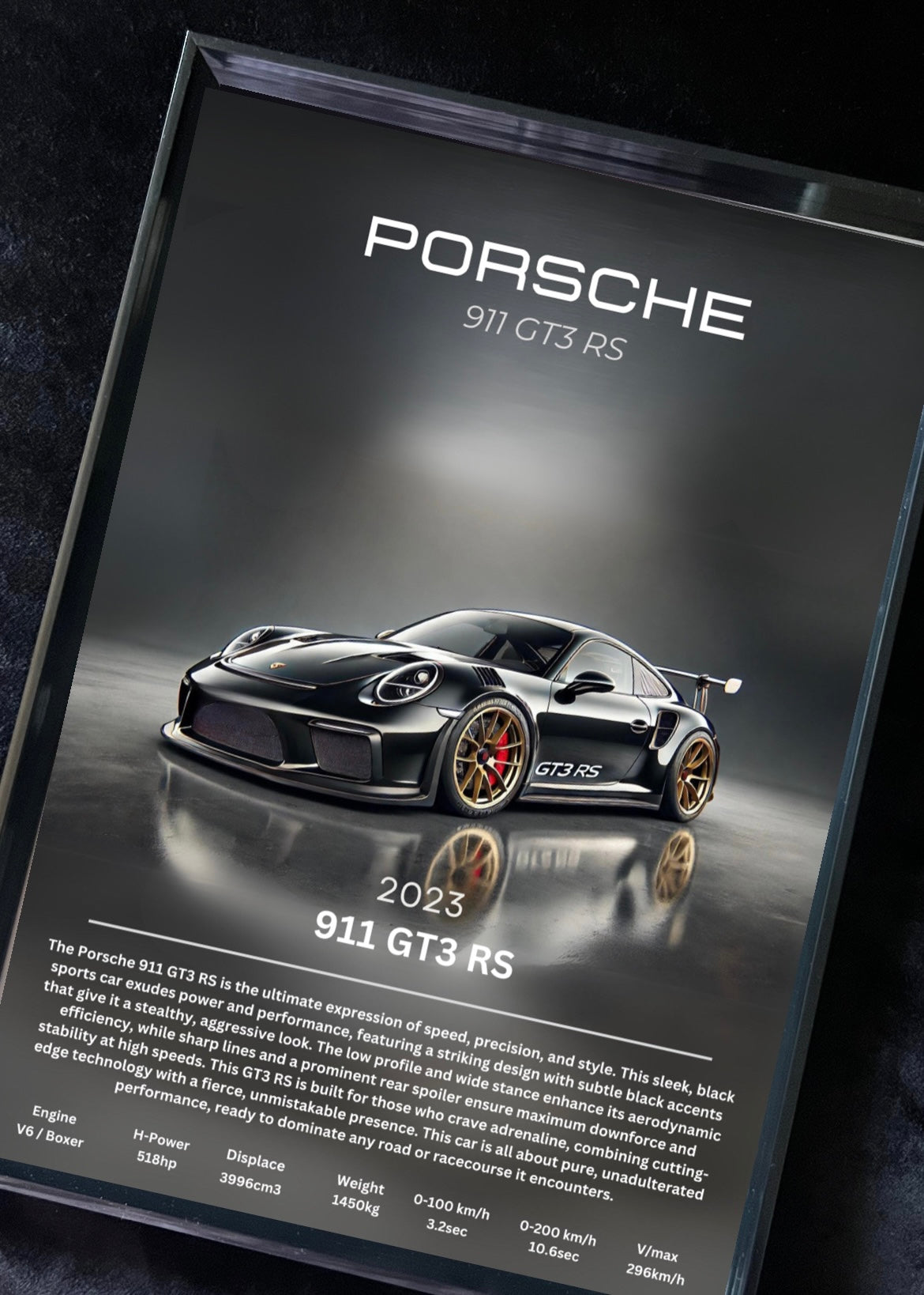 Black Porsche 911 GT3 RS - Digital Poster