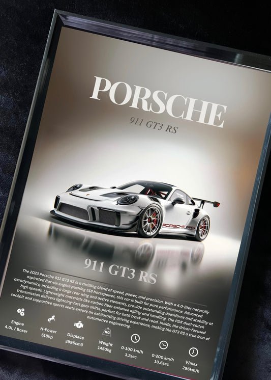 White Porsche 911 GT3 RS - Digital Poster