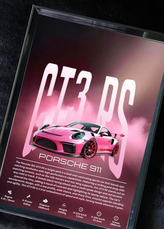 Pink Porsche 911 GT3 RS - Digital Poster